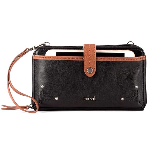 The Sak Handbags - real leather 11 card & phone holder The Sak Iris crossbody bag black brown